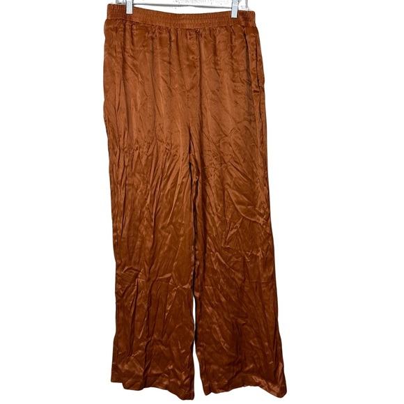 Forever 21 Pants - Forever 21 Satin Wide Leg Rust Brown Fall Winter Flowy Pants Size 3X
